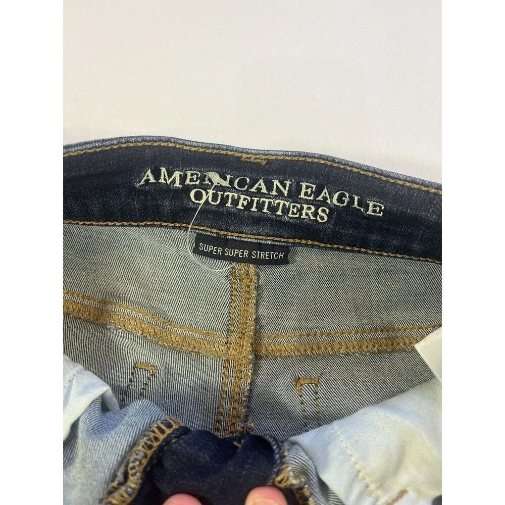 American Eagle Midi Blue Super Super Stretch Womens Denim 0 - Picture 9 of 12